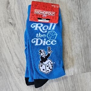 Monopoly Kid's Blue Crew Socks NWT Shoe size 6.5-12